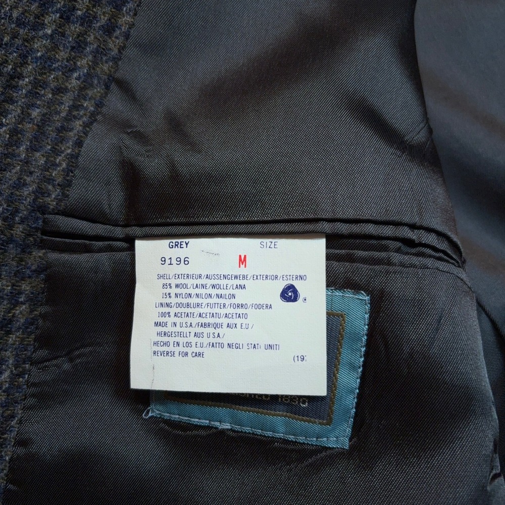Vintage Woolrich Blazer Men's Medium Gray Plaid Jacket Wool Blend Made in USA - Picture 4 of 10